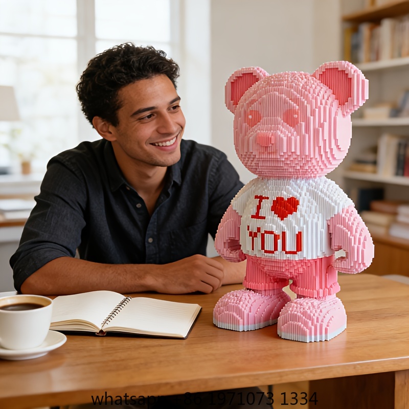 Home Decor Handicraft - Pink Heart Bear 3D Puzzle Micro