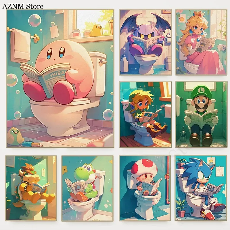 Home Decor Games Free - Funny Bathroom Cartoon Video Game Poster