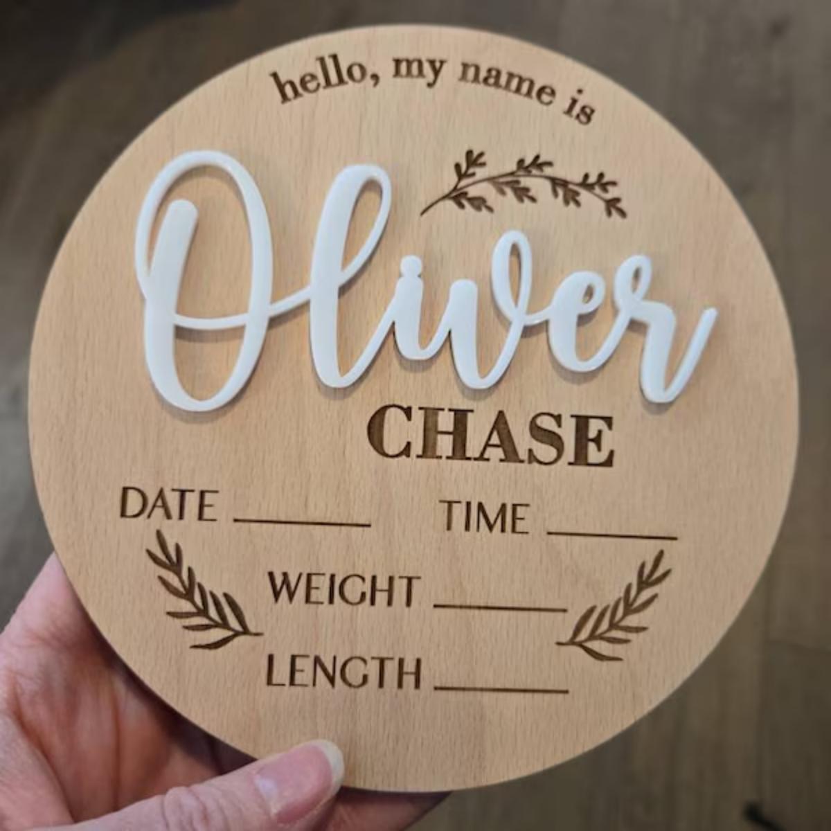 Home Decor Product - 1Pc Custom Baby Announcement Sign Wooden