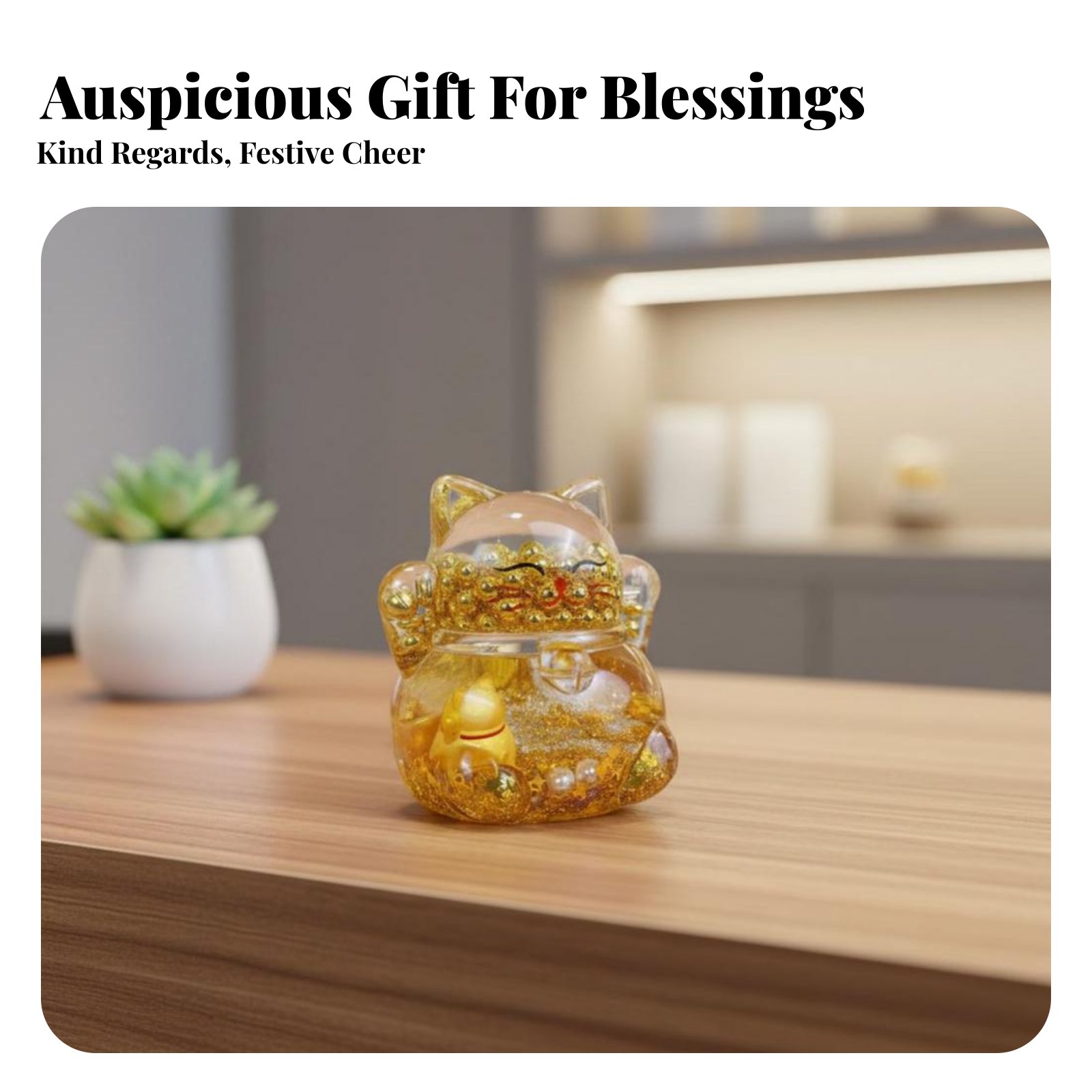 Home Decor Design - Fortune Cat Decoration, Flashing Gold Beads,