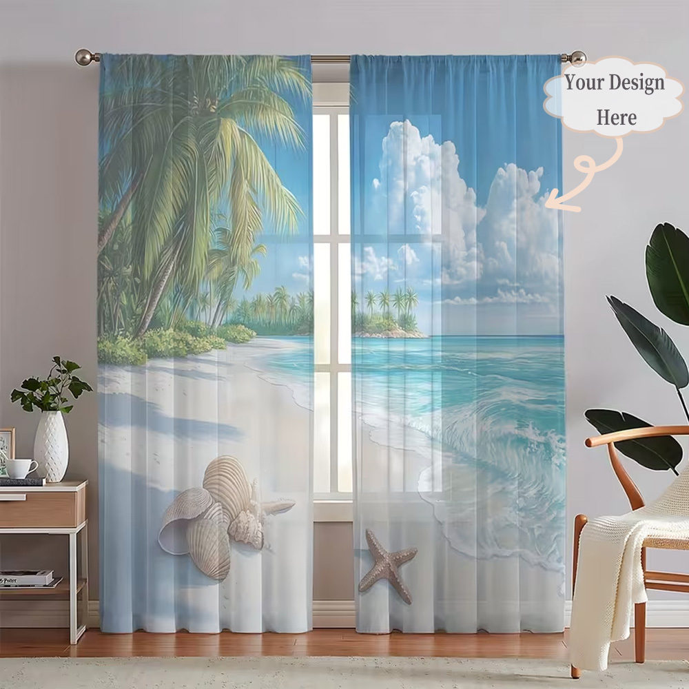 Home Decor Design - Custom 2D Flat 2pcs Sheer Curtains,