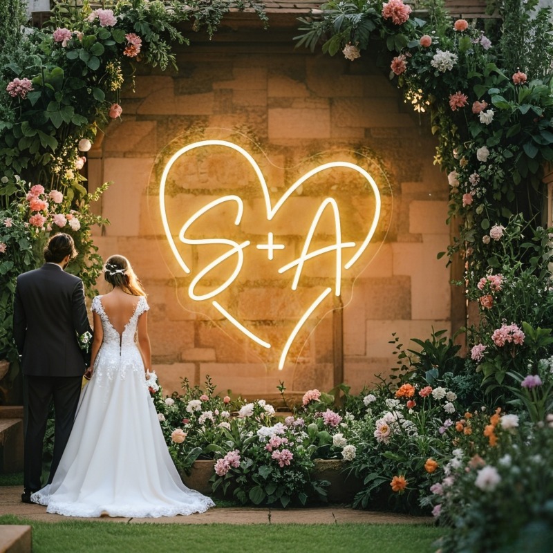 Home Decor Nepal - Custom Initials Heart LED Neon Sign,