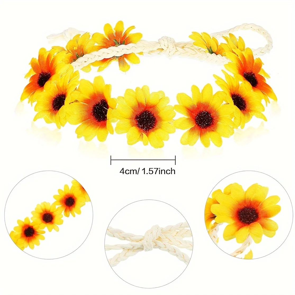 1pc Boho Chic Daisy Hair Wreat - đánh giá và giá Home Decor Daisy