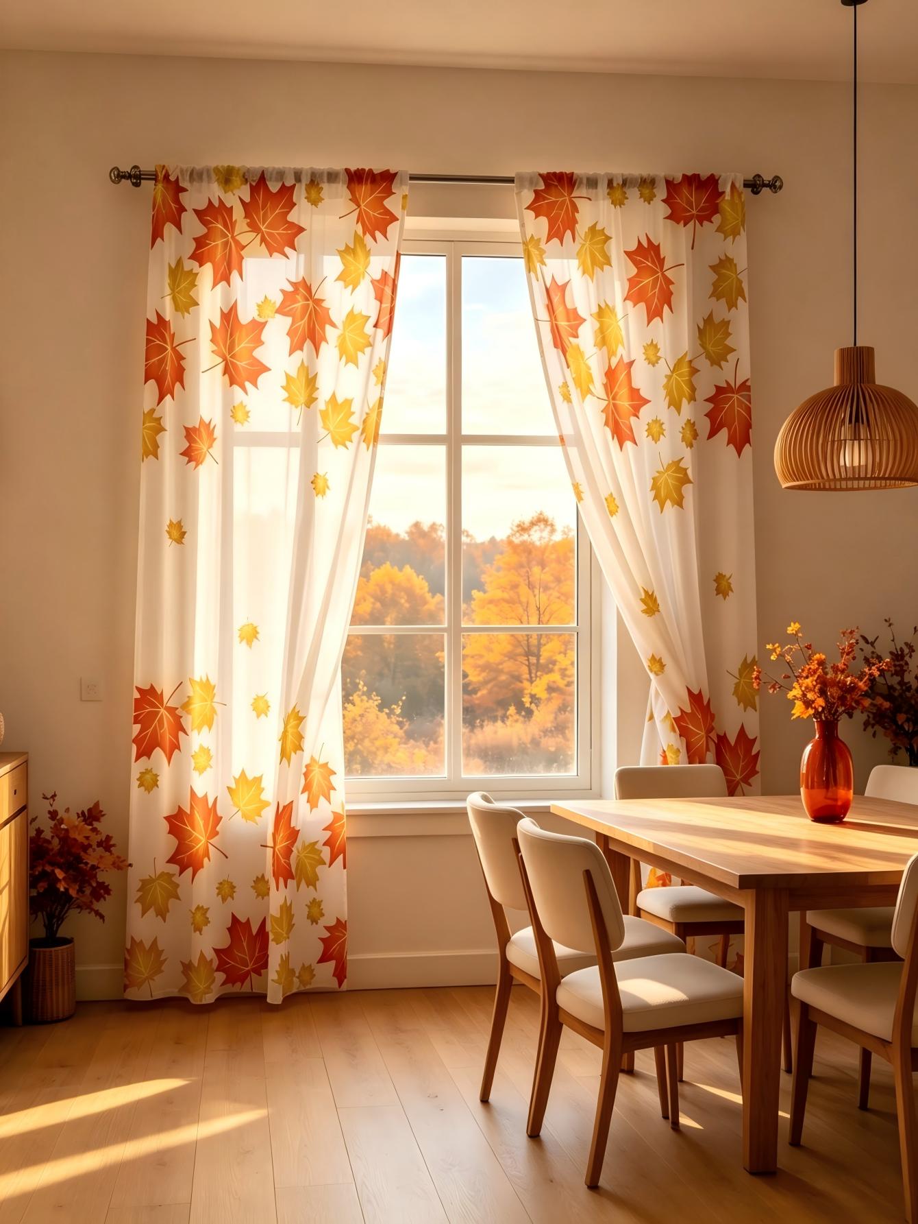2PCS Digital Print Sheer Curta - đánh giá và giá Home Decor Yellow