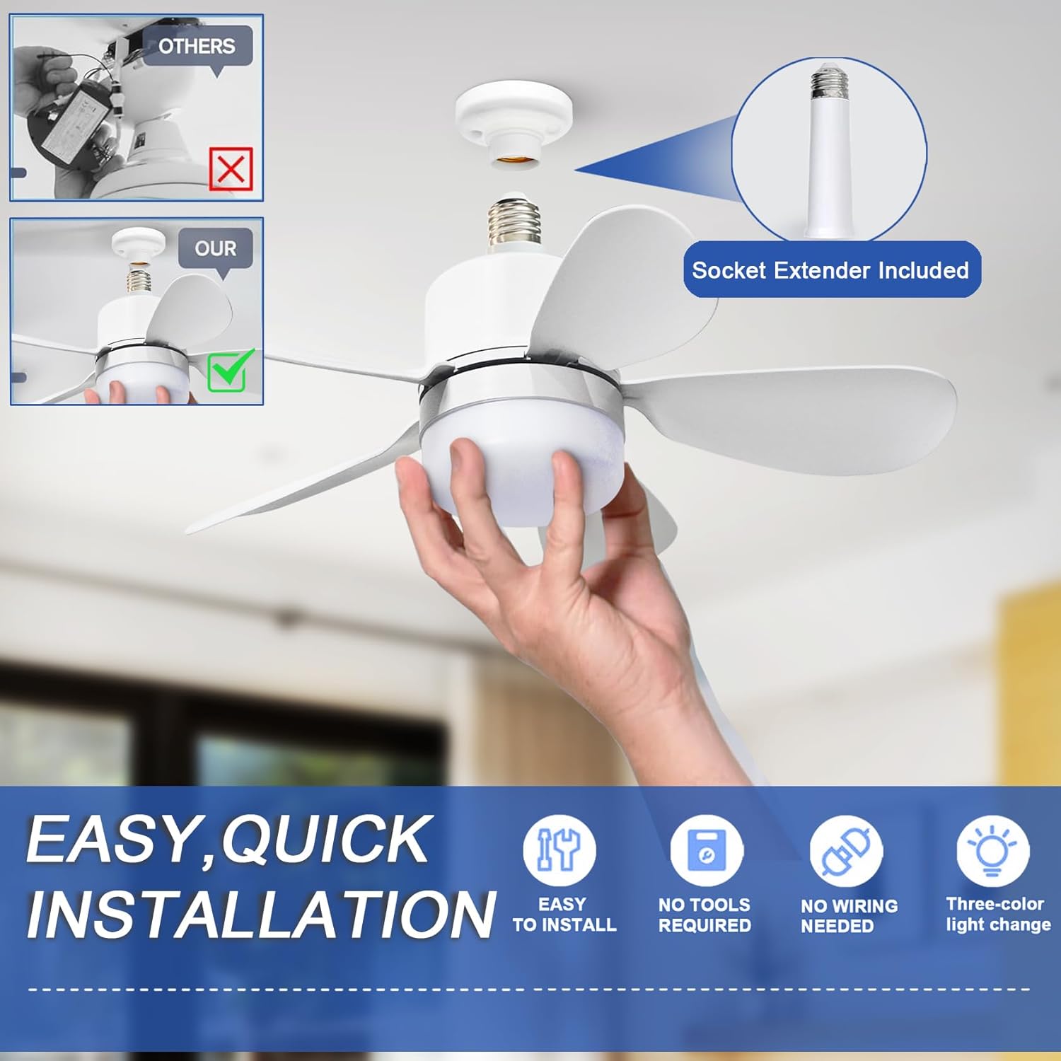 Socket Fan Light with Remote,  - đánh giá và giá Home Decor Lighting