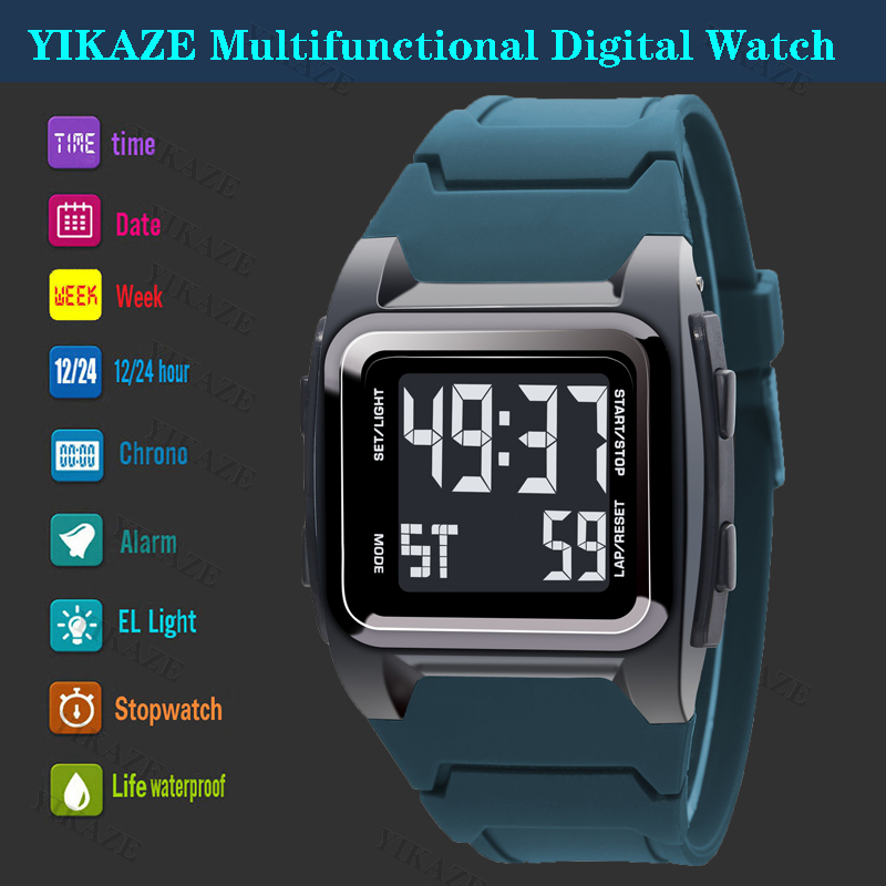 YIKAZE Men's Digital Watch 50M - đánh giá và giá Vintage Alarm Clock