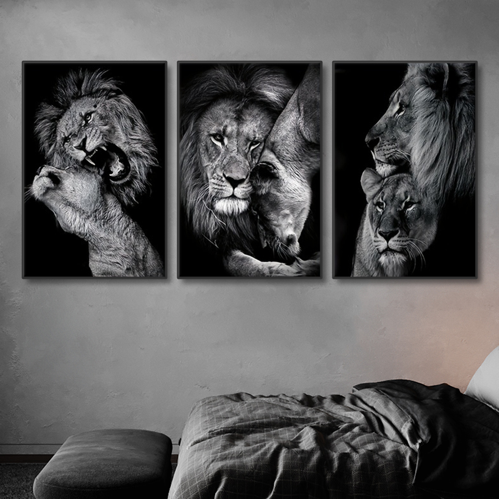 3pcs Modern Lion Family Canvas - đánh giá và giá Home Decor Ikea