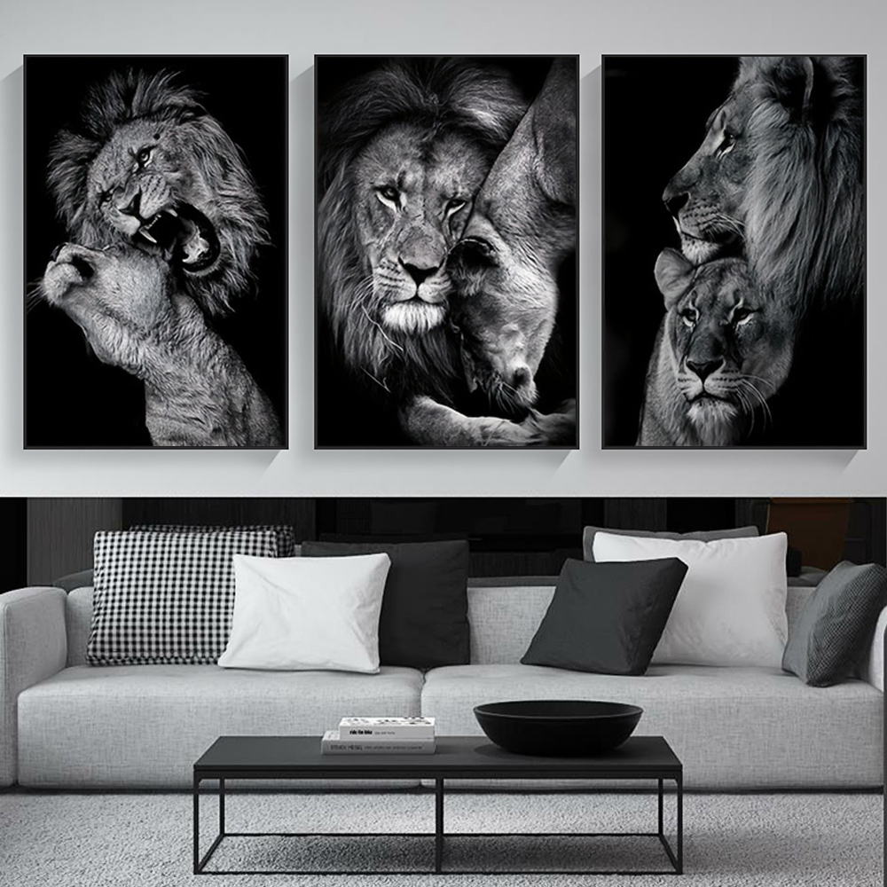3pcs Modern Lion Family Canvas - đánh giá và giá Home Decor Ikea