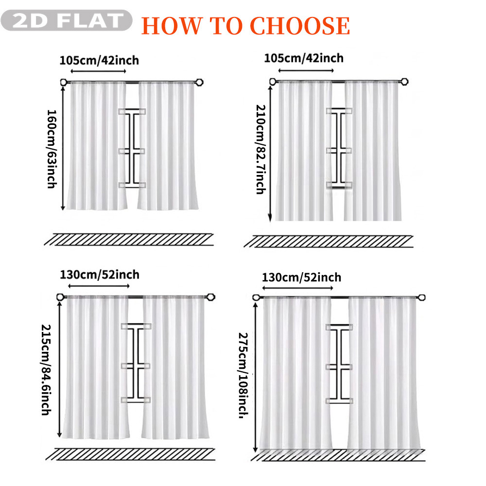 Custom 2D Flat 2pcs Sheer Curt - đánh giá và giá Home Decor Design