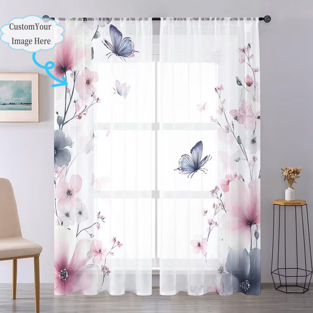 Custom 2D Flat 2pcs Sheer Curt - đánh giá và giá Home Decor Design
