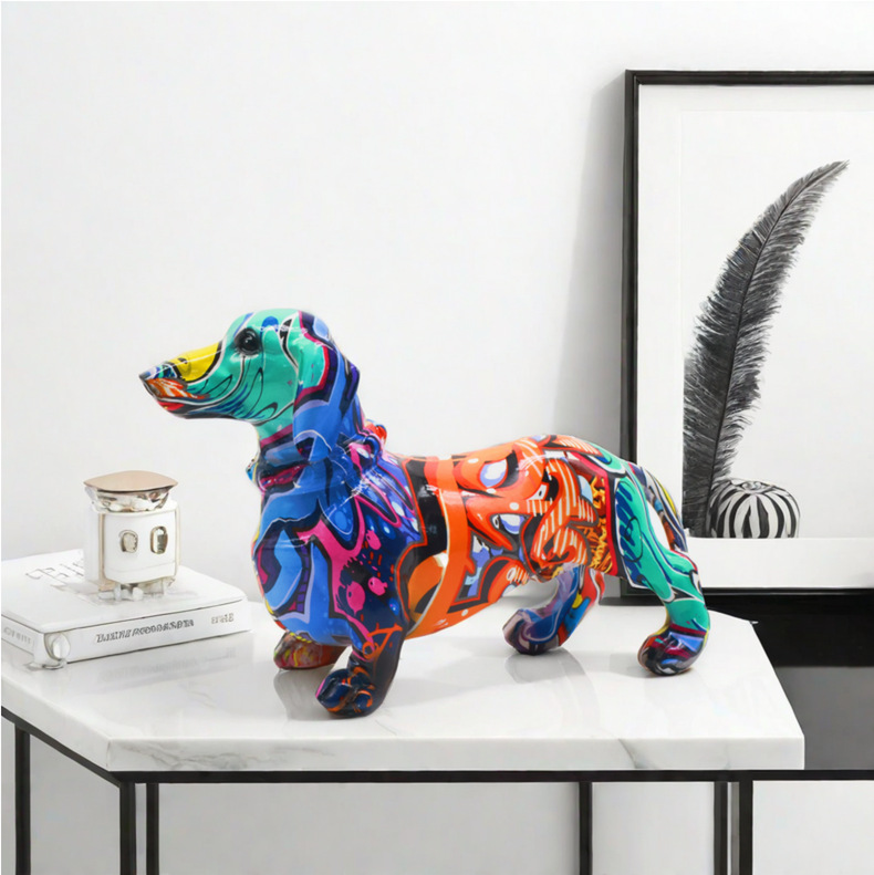 Resin Graffiti Dog Statue Mode - đánh giá và giá Home Decor Resin