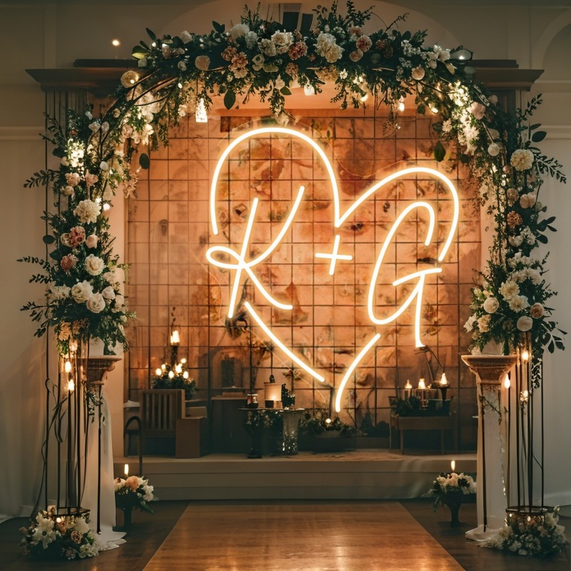 Custom Initials Heart LED Neon - đánh giá và giá Home Decor Nepal