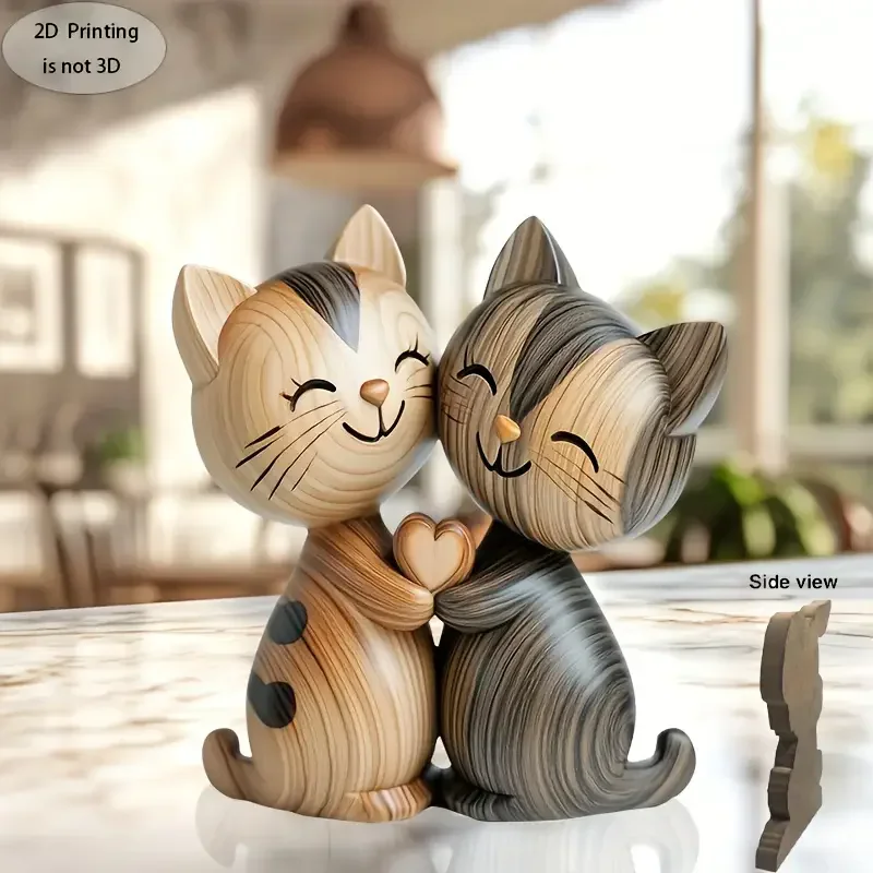Wooden Kitten Couple Sculpture - đánh giá và giá Home Decor Enthusiast