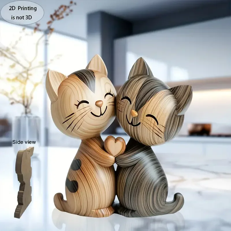 Wooden Kitten Couple Sculpture - đánh giá và giá Home Decor Enthusiast