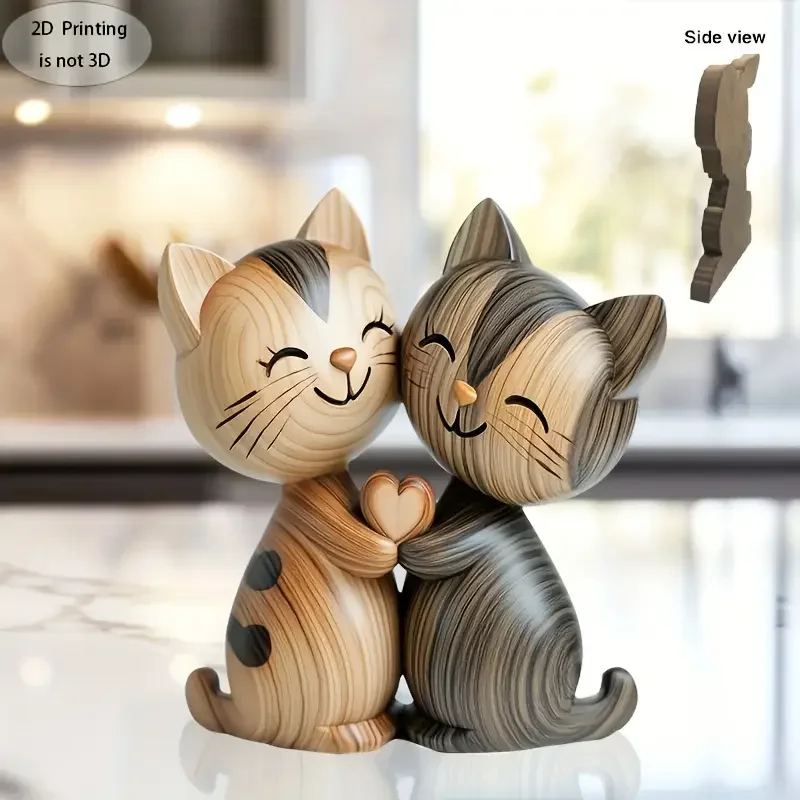 Wooden Kitten Couple Sculpture - đánh giá và giá Home Decor Enthusiast
