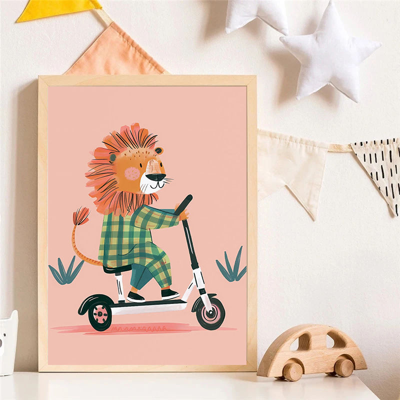 Dog Airplane Lion in Car Anima - đánh giá và giá Watercolor Poster Print