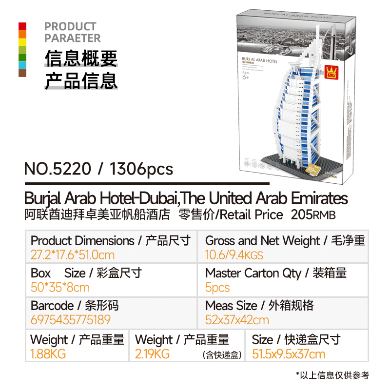 1306 PCS Burj Al Arab Model Ki - đánh giá và giá Home Decor Uae