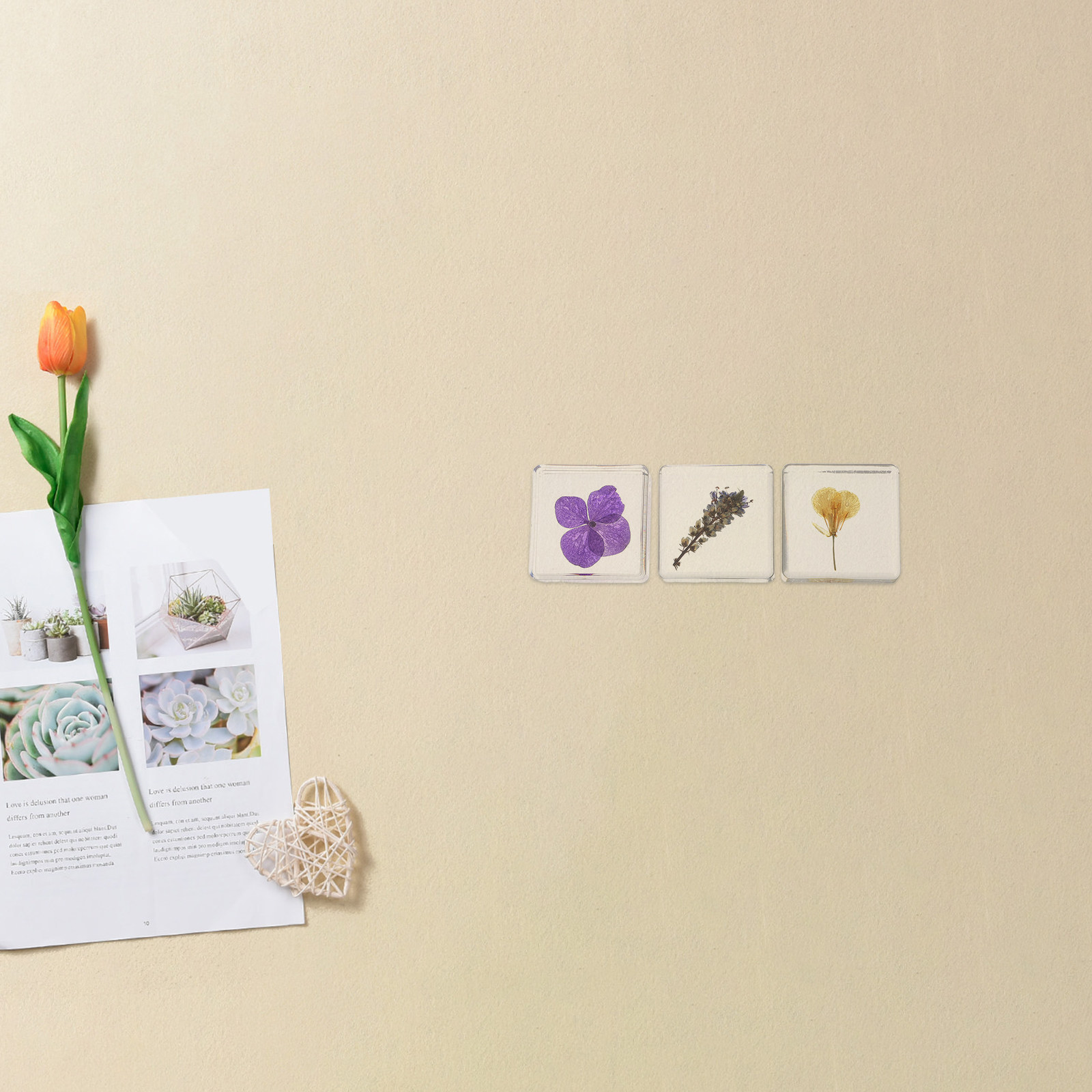 3Pcs Flower Resin Specimen Bot - đánh giá và giá Home Decor Resin