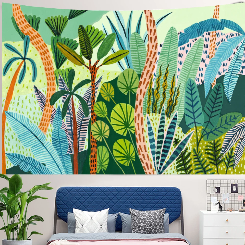 Tropical Green Plant Girl Wall - đánh giá và giá Home Decor Yoga
