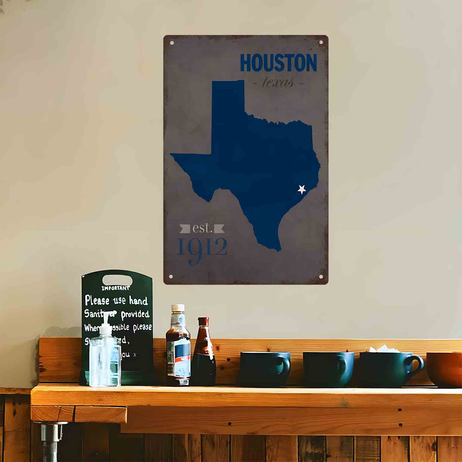 2D FLAT 1pc Houston Texas Blue - đánh giá và giá Home Decor Houston