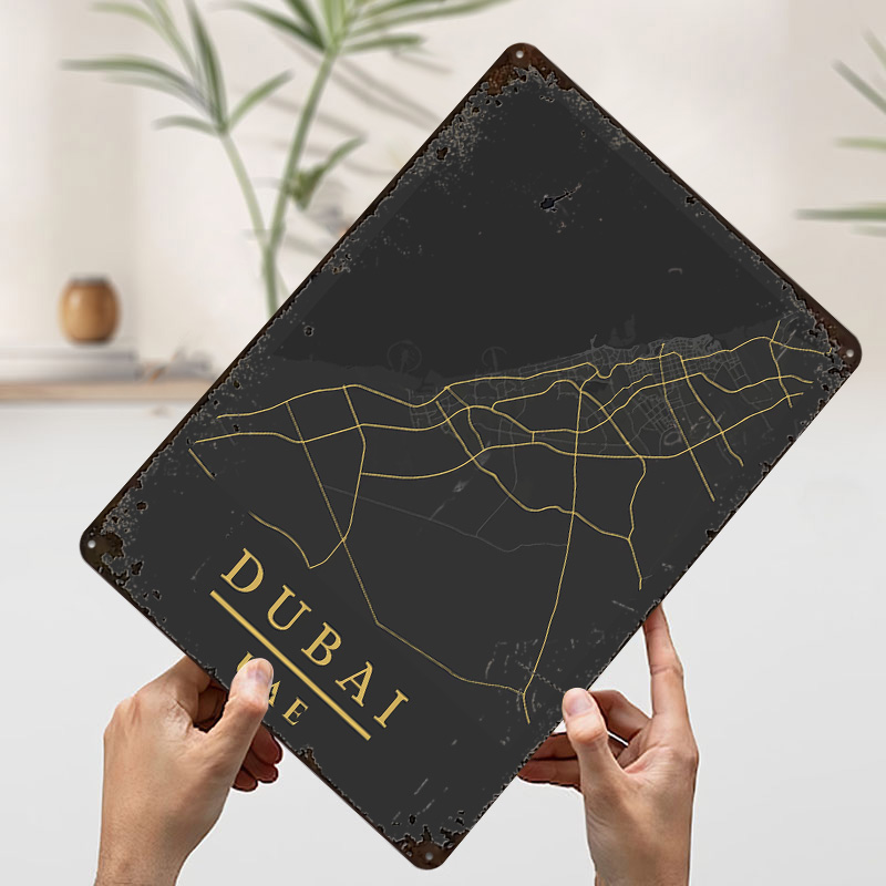 Dubai UAE Map Art Printed Post - đánh giá và giá Home Decor Uae