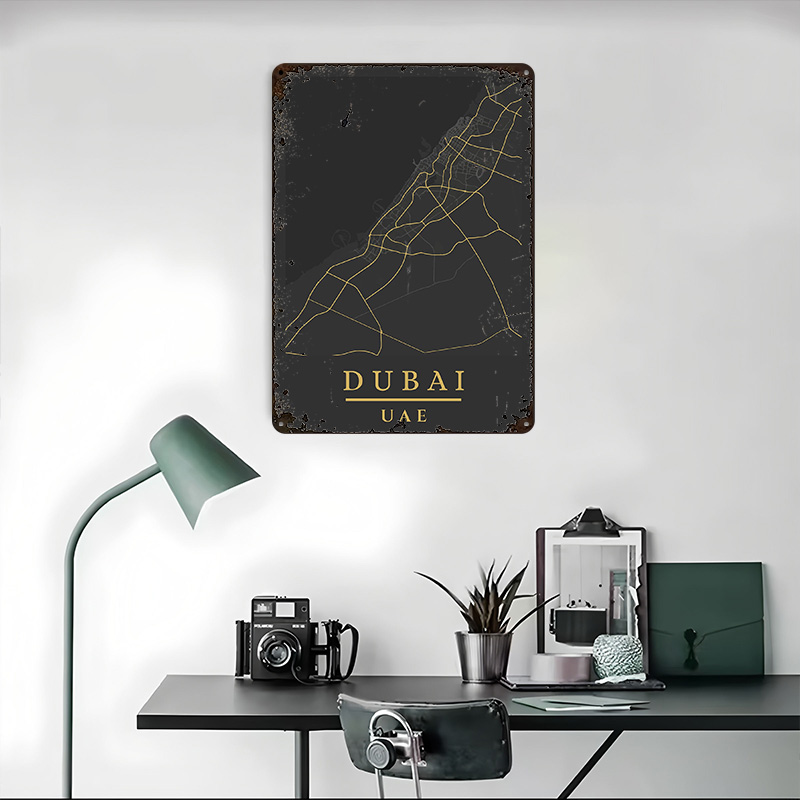 Dubai UAE Map Art Printed Post - đánh giá và giá Home Decor Uae
