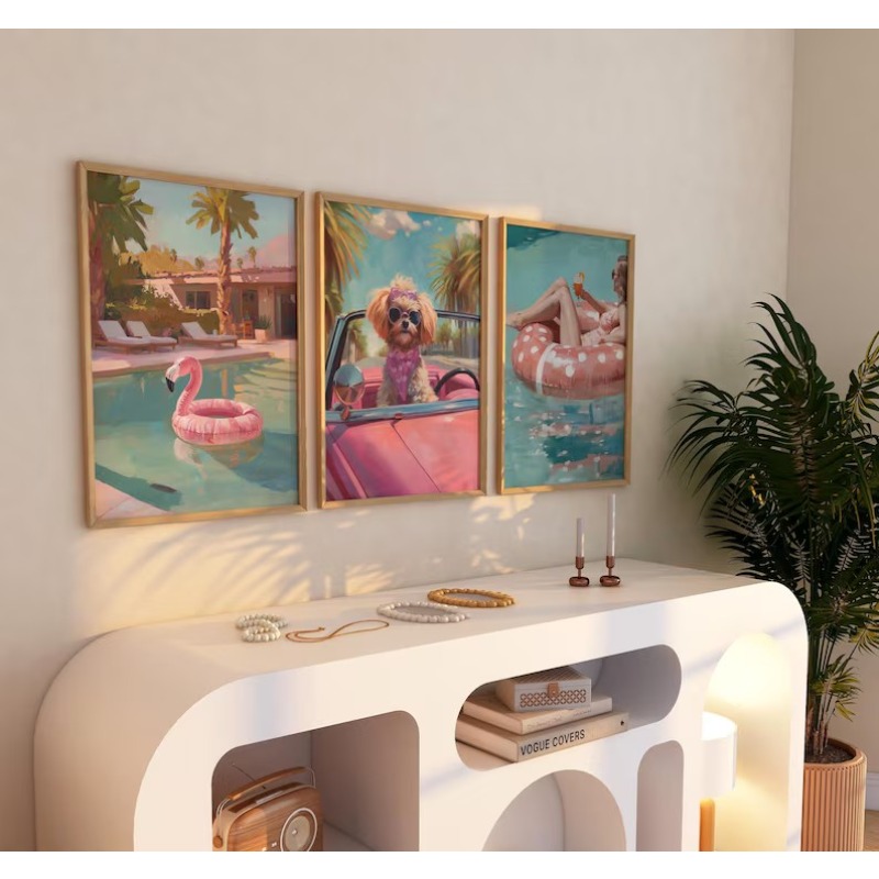Vintage Girly Summer Pool Part - đánh giá và giá Watercolor Poster Print