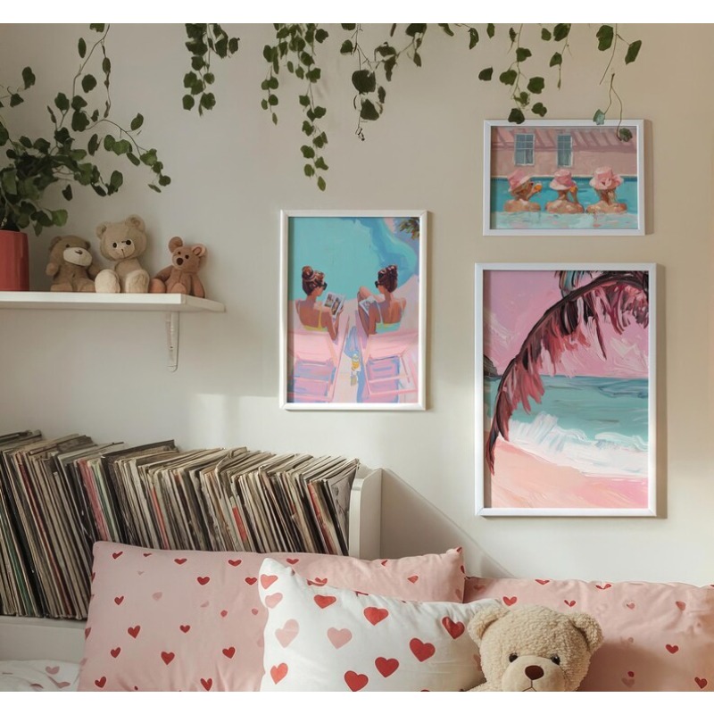 Vintage Girly Summer Pool Part - đánh giá và giá Watercolor Poster Print