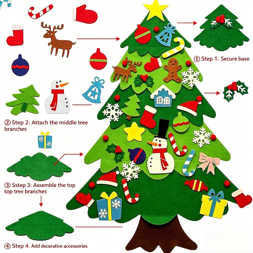 DIY Felt Christmas Tree with D - đánh giá và giá Home Decor Xmas Gifts